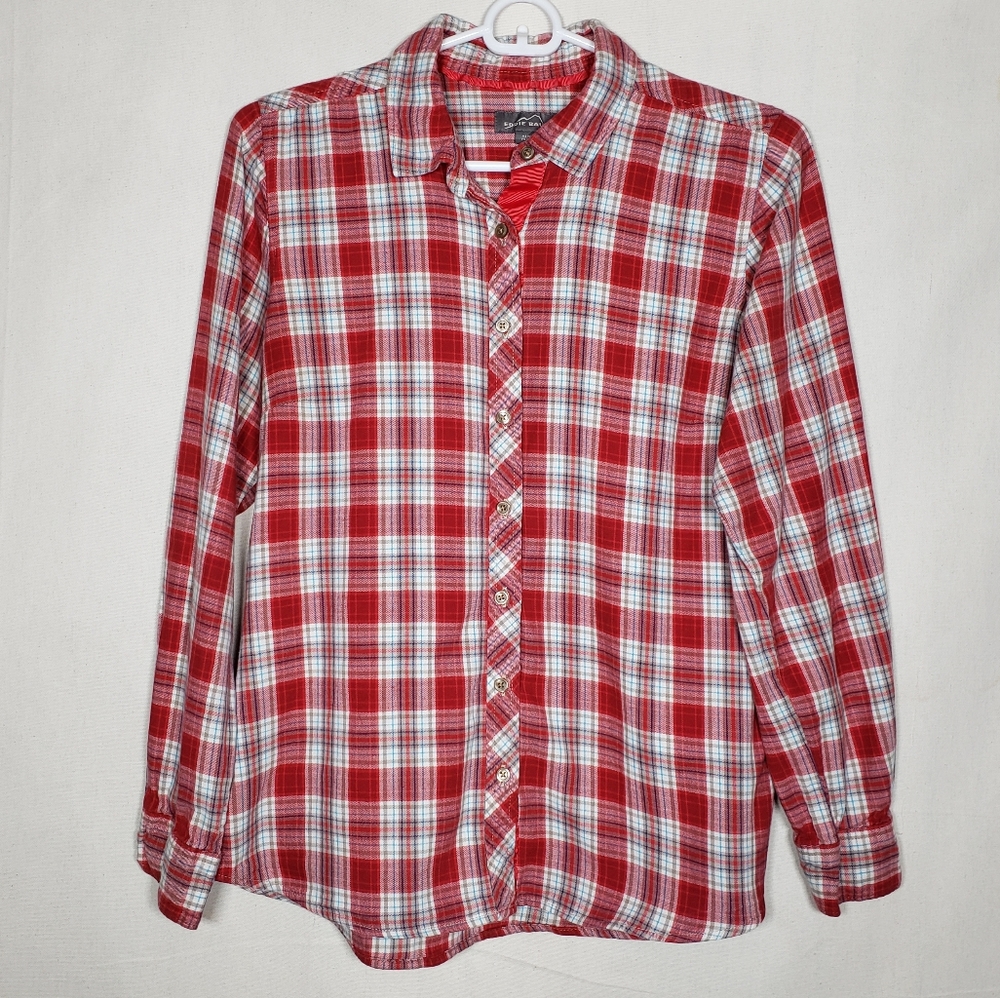 Eddie Bauer red plaid flannel button down size M